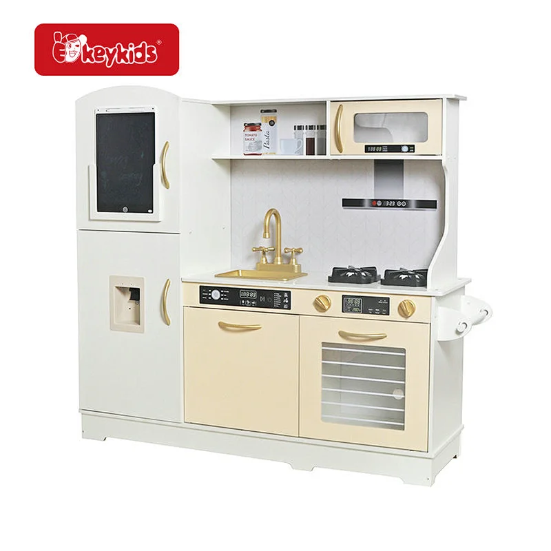 Stock Available Kids Pretend Play Wooden Kitchen Toy Set with Electronic Menu W10C901